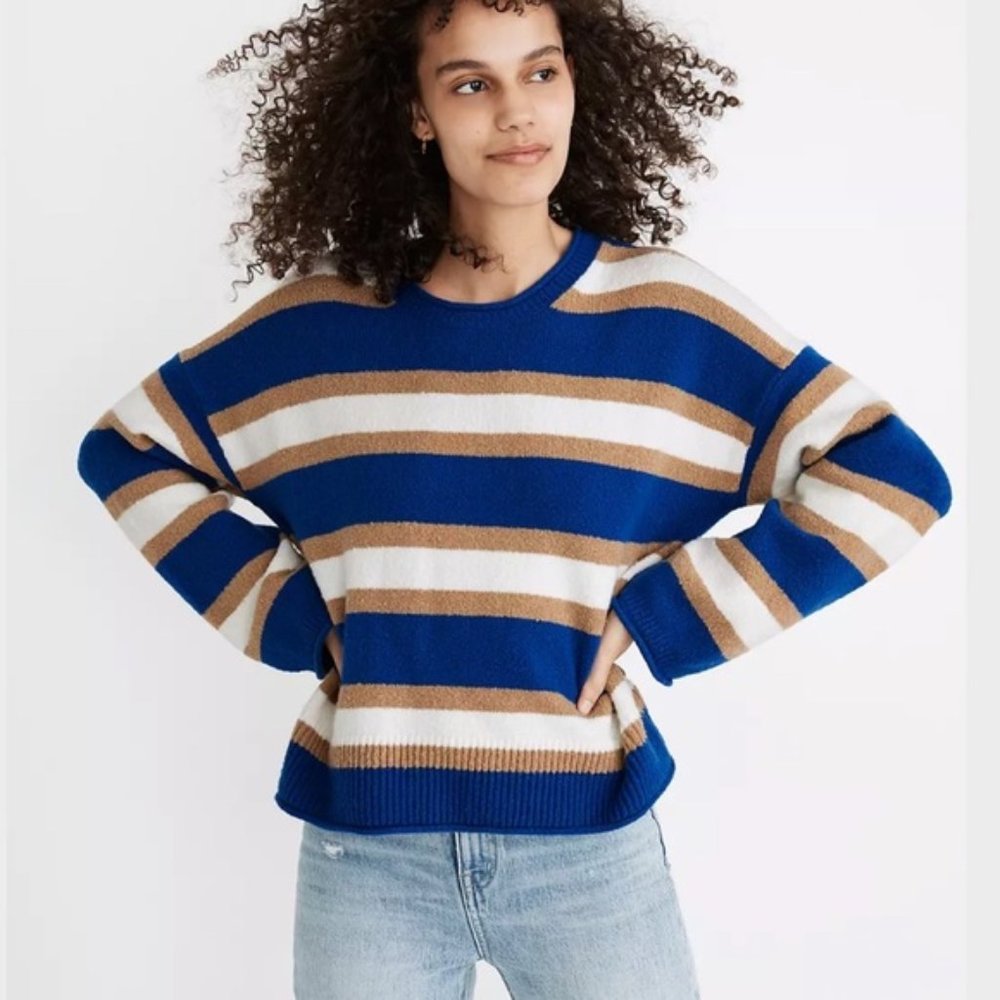 Madewell Striped Belmore Pullover Sweater - Size XL